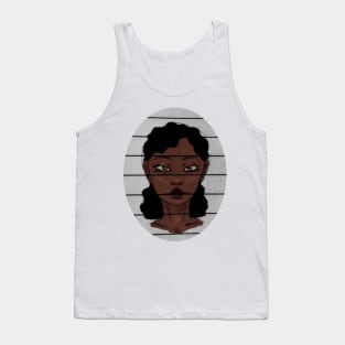 Pretty Black Girl Black Curly Hair Brown Eyes Notebook Doodle Art Tank Top